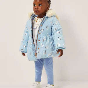 Baby Faux Fur Hooded Bow Coat Blue (Copy)